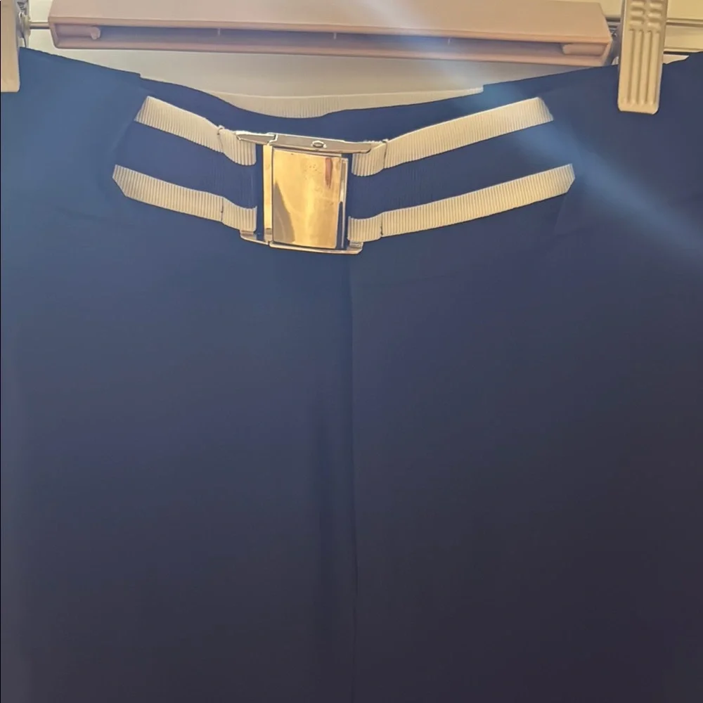 Veronica Beard Navy Flare Pants with Silver Accent - Picture 2 of 5